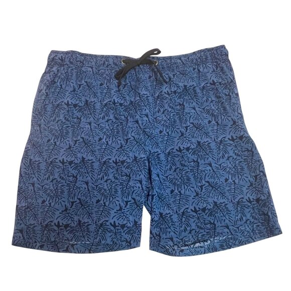 Tailor Vintage Shorts Mens Large Leaf Print PURE teccool Drawstring Swim Trunks - Picture 1 of 16